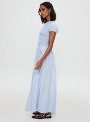 Wendelin Shirred Maxi Dress Blue Stripe