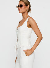 Zenda Linen Blend Top Off White