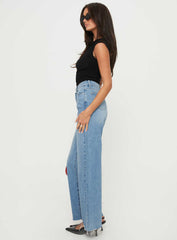 Henesey Raw Hem Jeans Mid Wash Tall