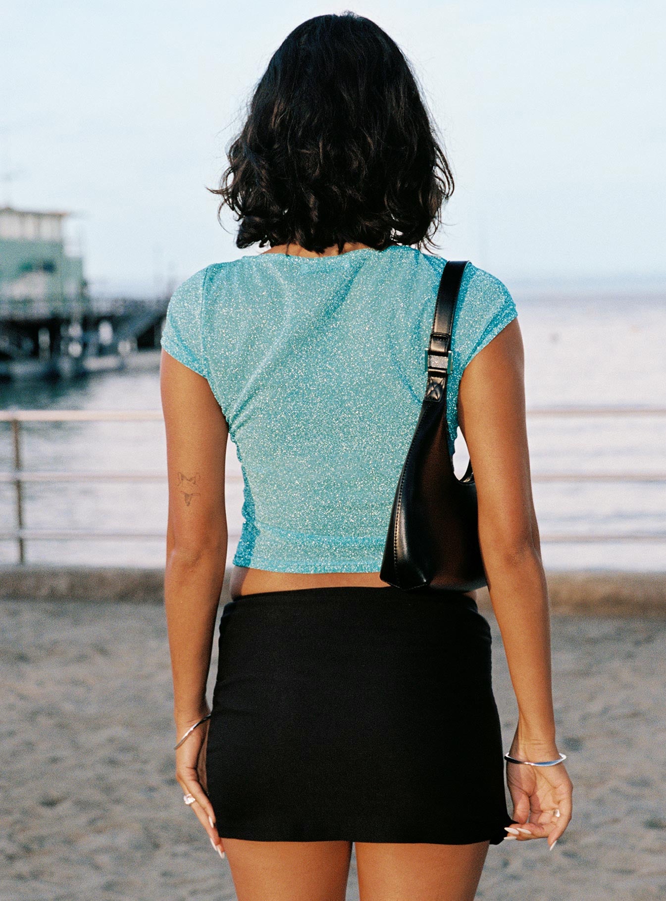 Quotation Diamante Mini Skirt Black