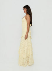 Lyricah Tiered Tie Back Maxi Dress Yellow