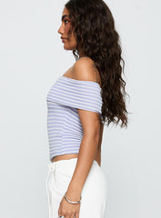 Ausha Off Shoulder Top Lilac Stripe