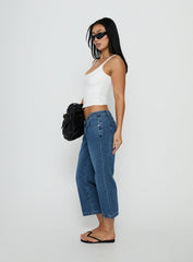 Hierarchy Low Rise 3/4 Length Jeans Mid Wash