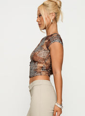 Tied In Short Sleeve Top Leopard