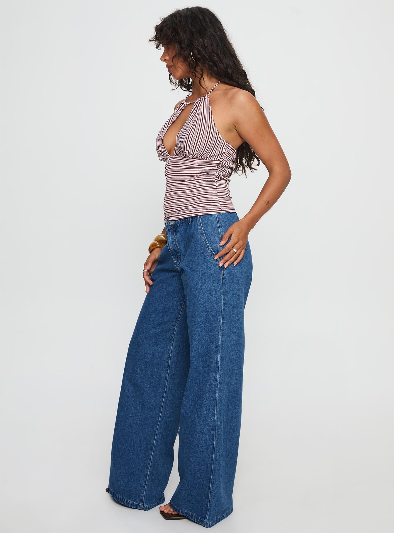 Polaris Mid Rise Straight Leg Jeans Mid Blue