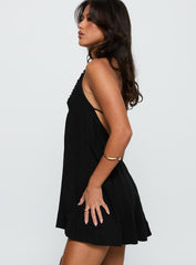 Daydreams Linen Blend Halter Mini Dress Black