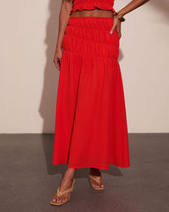 Joyful Moments Smocked Waist Midi Skirt