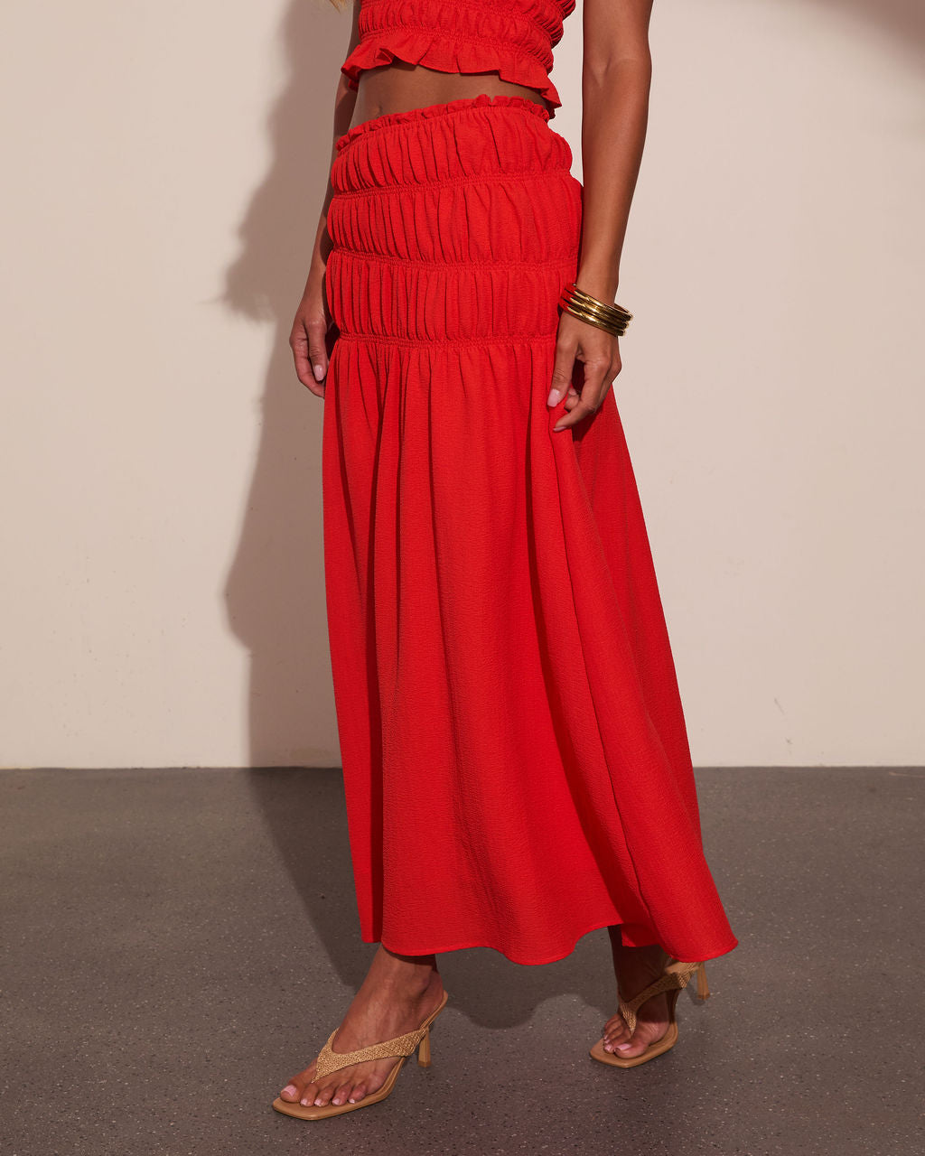 Joyful Moments Smocked Waist Midi Skirt