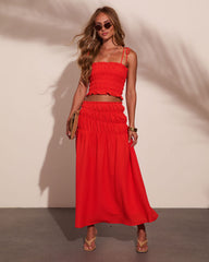 Joyful Moments Smocked Waist Midi Skirt