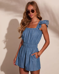 Soft Departure Pleated Chambray Romper