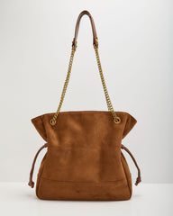 Keila Faux Suede Slouch Drawstring Tote Bag