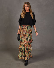 Autumn Whimsy Tiered Floral Maxi Skirt