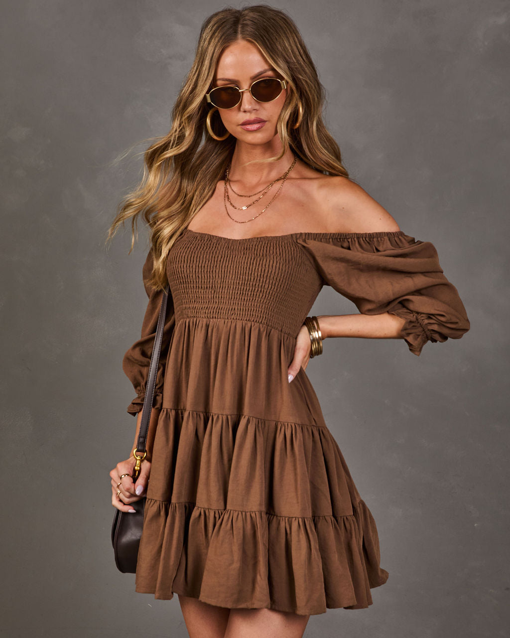 Autumn Afterglow Tiered Mini Dress