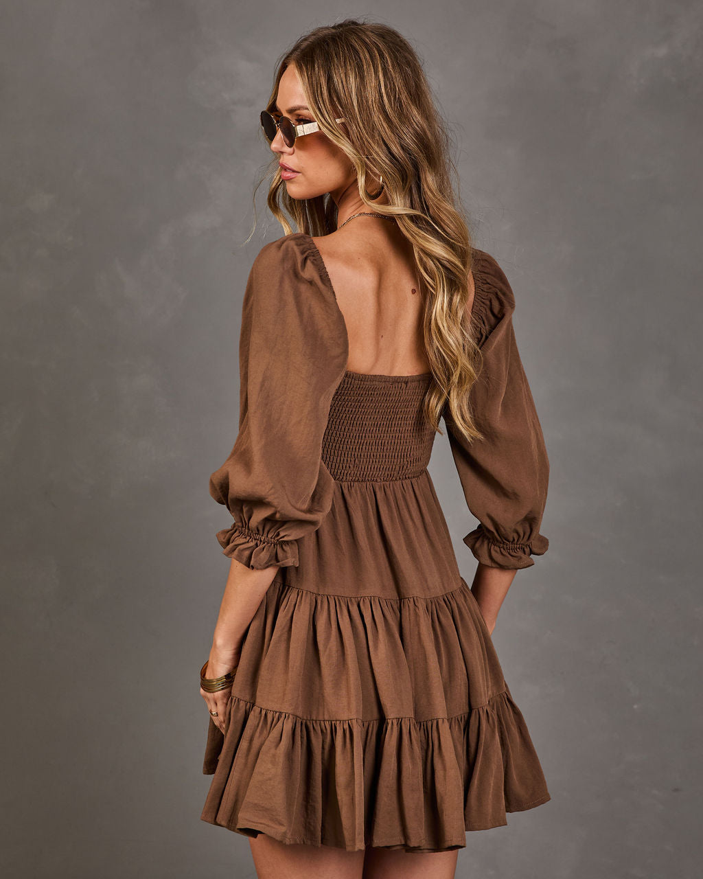 Autumn Afterglow Tiered Mini Dress