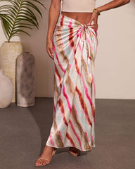Night Breeze Satin Striped Maxi Skirt