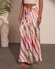 Night Breeze Satin Striped Maxi Skirt
