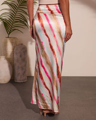 Night Breeze Satin Striped Maxi Skirt