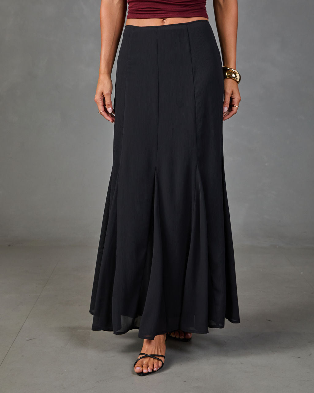 Story Begins Flounce Hem Maxi Skirt