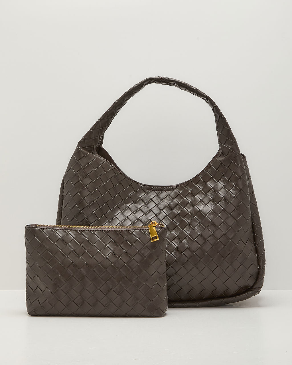 Kiely Woven Vegan Leather Shoulder Bag
