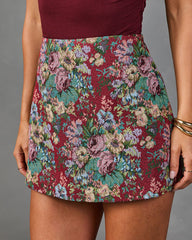 Blossom Trail Floral Tapestry Mini Skirt