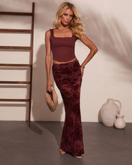 Blushing Rose Floral Burnout Maxi Skirt