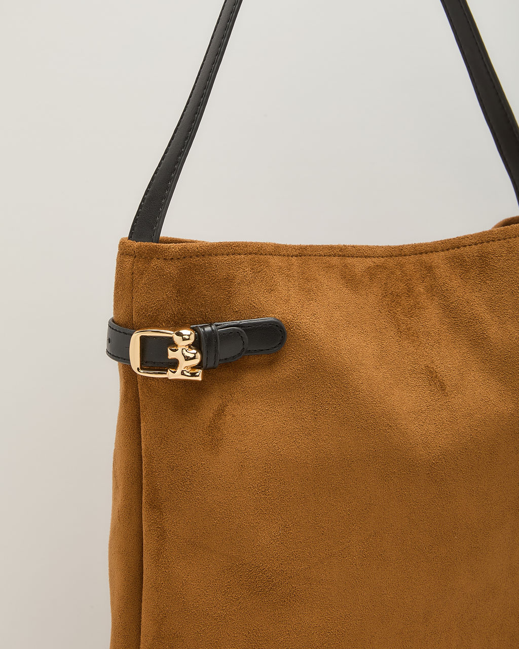 Layton Faux Suede Vegan Leather Buckle Tote Bag