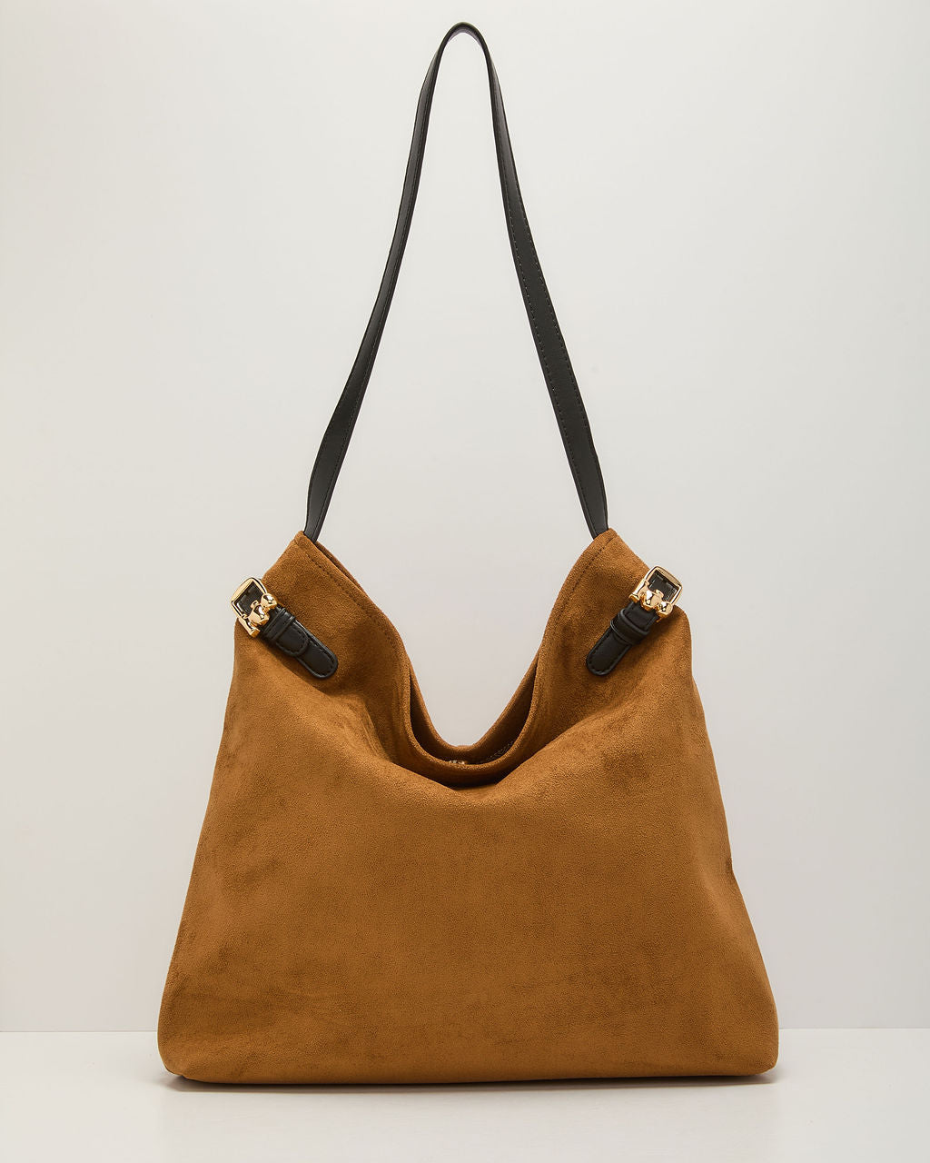 Layton Faux Suede Vegan Leather Buckle Tote Bag
