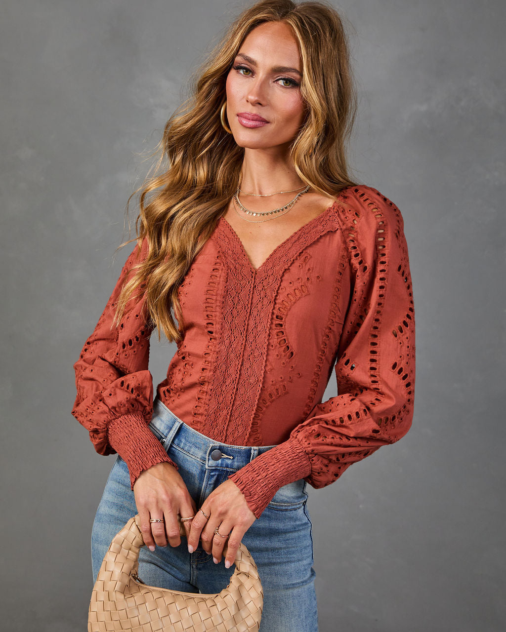Gentle Whisper Cotton Eyelet Lace Blouse