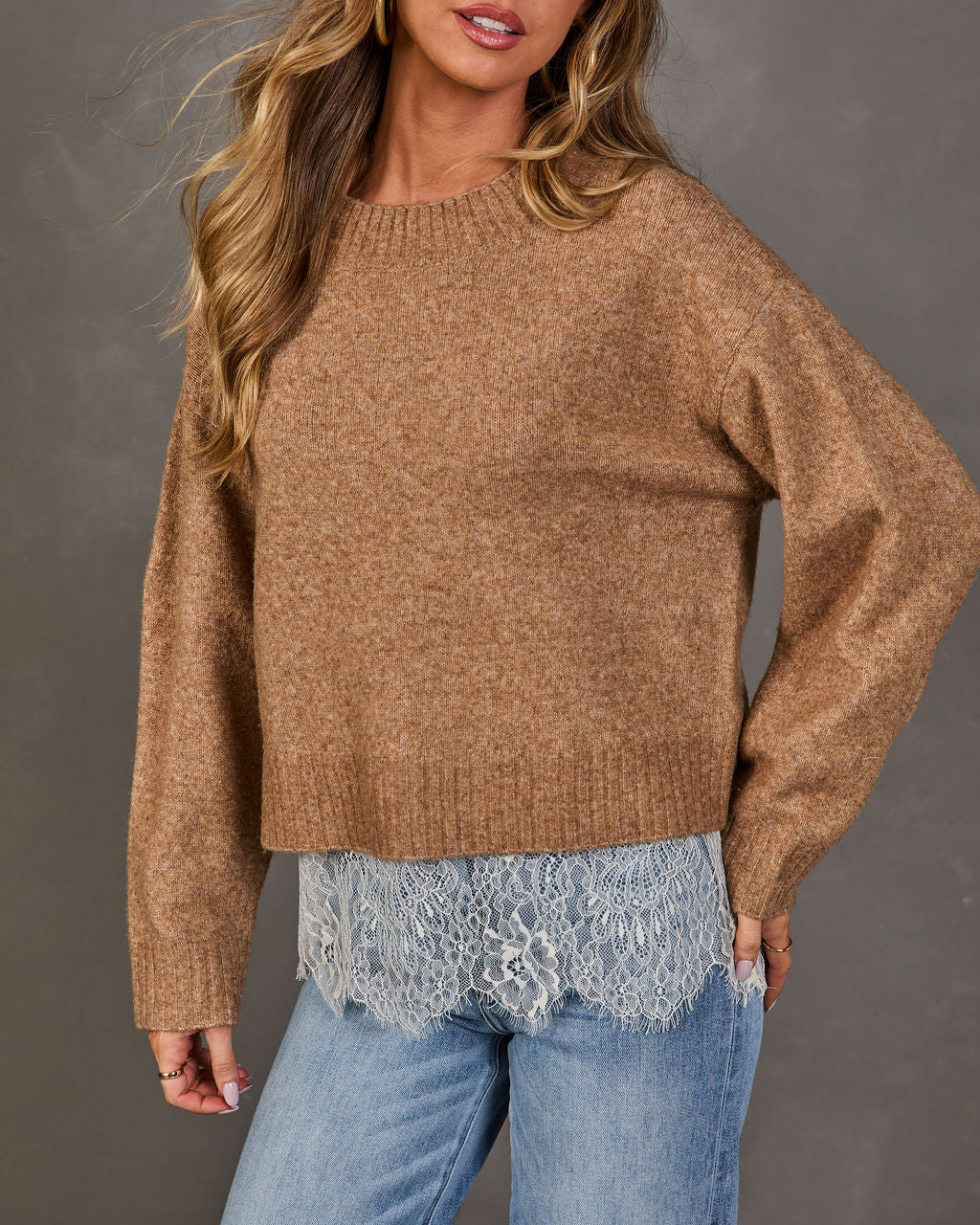 Fresh Season Knit Lace Trim Sweater