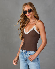 Painted Bloom Seamless Ribbed Lace Trim Cami