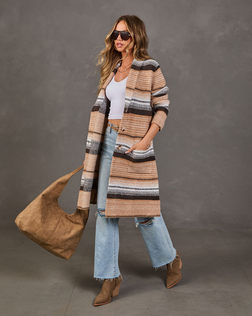 Deidra Striped Knit Duster Cardigan