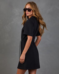 Layover Lounge Drawstring Waist Soft Form Mini Dress