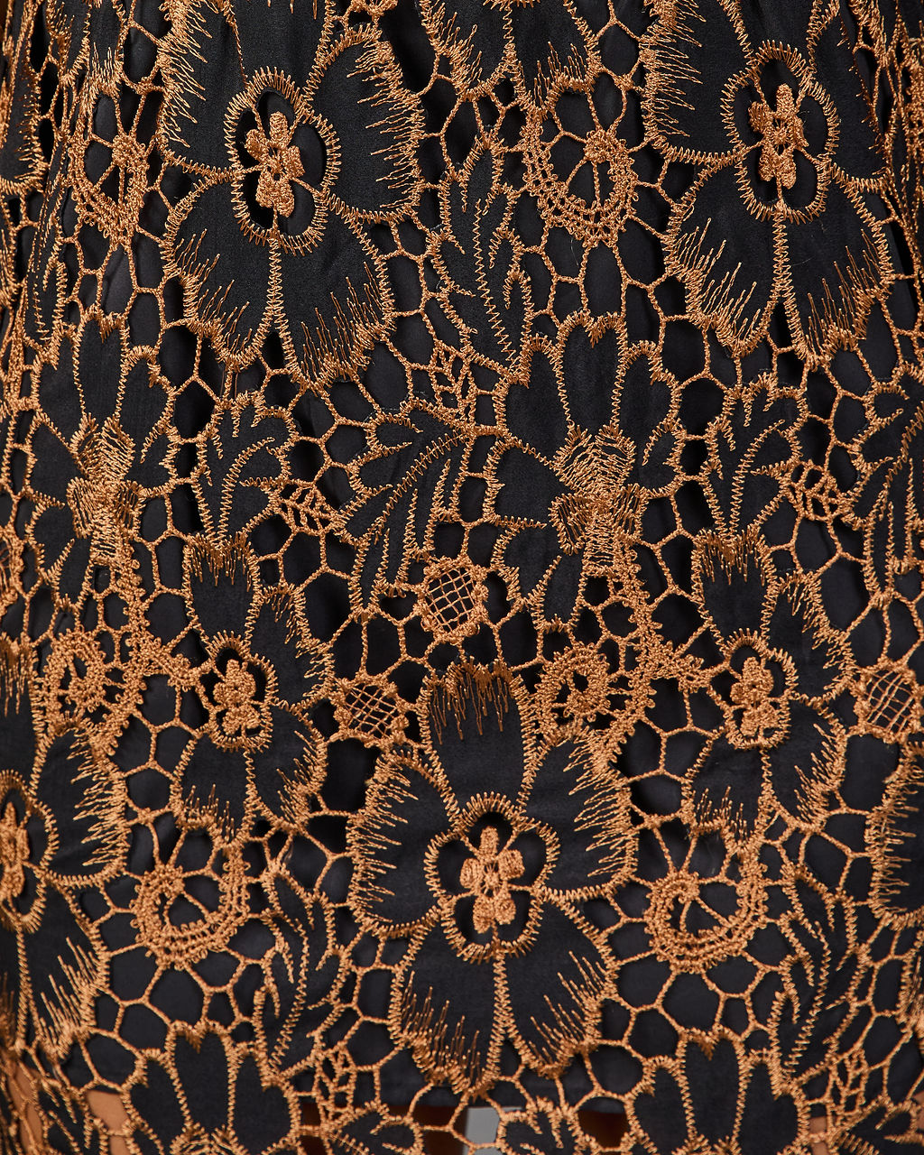 Golden Petals Floral Lace Crochet Mini Dress