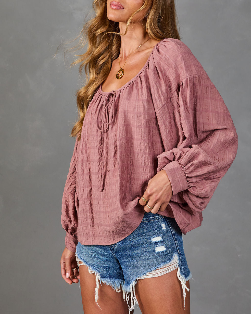 Moonlit Rose Neck Tie Blouse