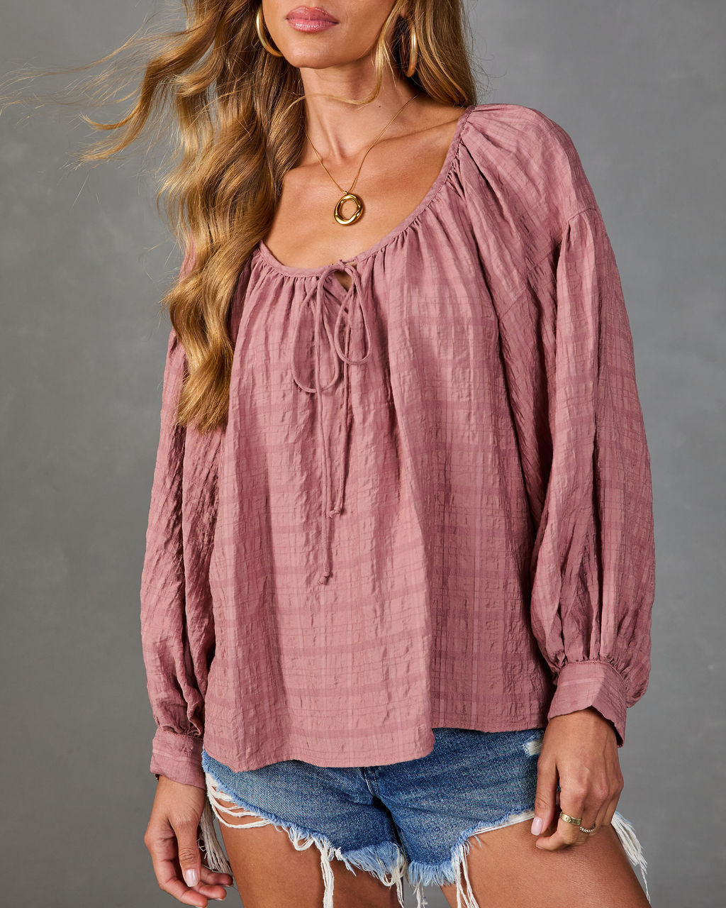 Moonlit Rose Neck Tie Blouse