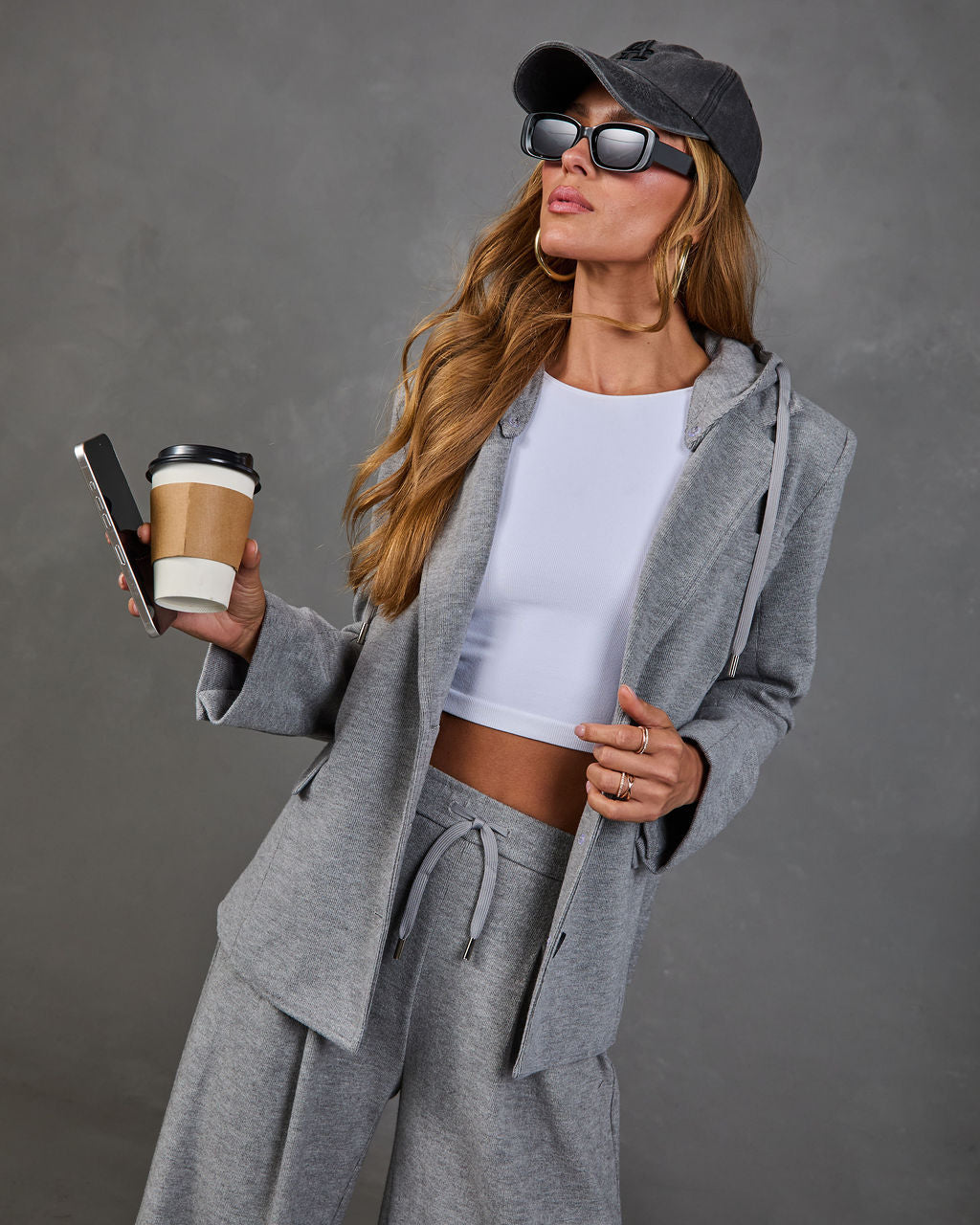 Moving Along Detachable Hooded Drawstring Blazer