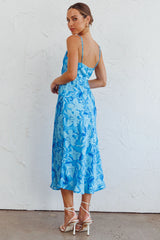 Suki Front Split Midi Dress Lily Blue