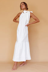 Cruise Shoulder Tie Maxi Dress White