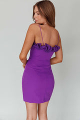 Lovett Frill Neckline Mini Dress Purple