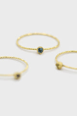 Gold genuine aqua marine birthstone ring / Mar - light blue