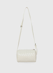 Corlee Woven Faux Leather Cylinder Bag Cream