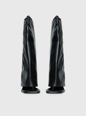 Burning Daylight Open Toe Knee High Boots Black