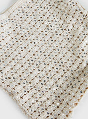 Moon Glow Crochet Metallic Tote Bag Cream