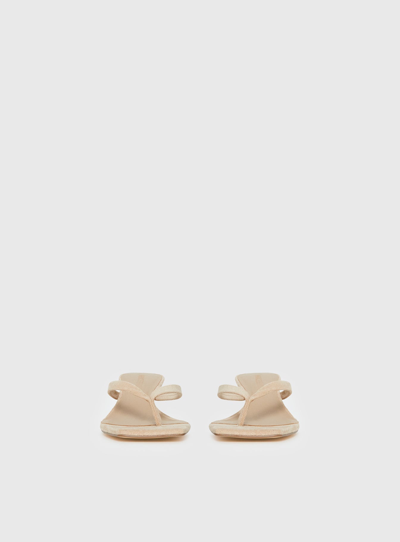So Exclusive Faux Suede Thong Heels Tan