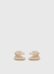 So Exclusive Faux Suede Thong Heels Tan