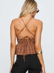 Croatia Frill Top Brown Check