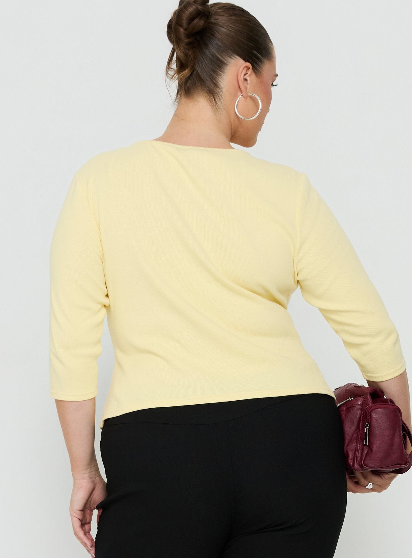 Elaia 3/4 Sleeve Top Yellow Curve