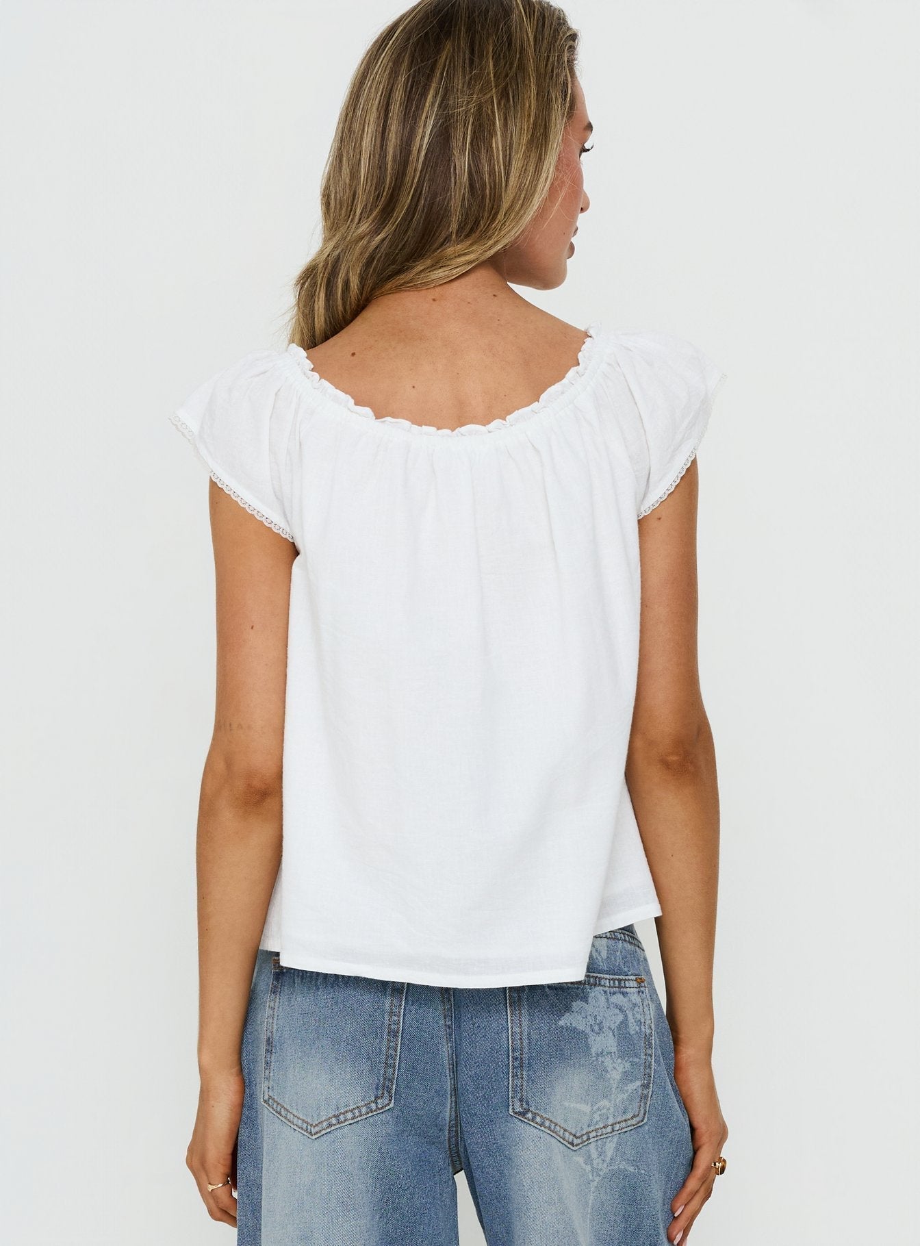 Never Over Floaty Babydoll Top White