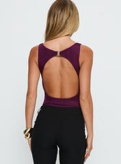 Vinessa Backless Bodysuit Plum