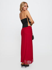 Quancita Mesh Maxi Skirt Red